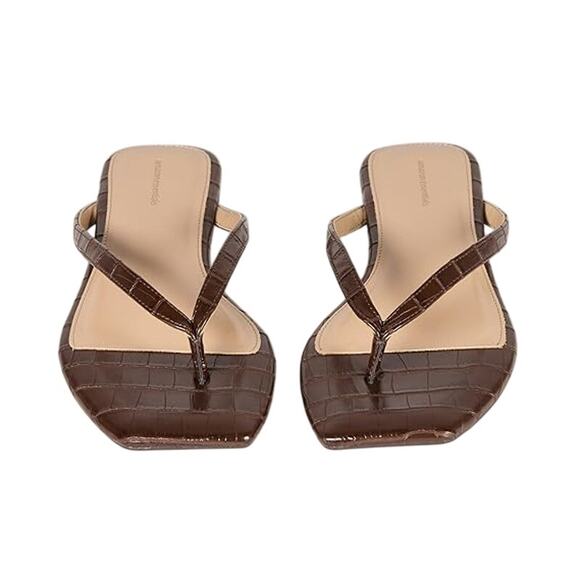 Amazon Essentials Womens Size 9 Sandal Brown Faux Crocodile Open Toe Shoes - Picture 4 of 5